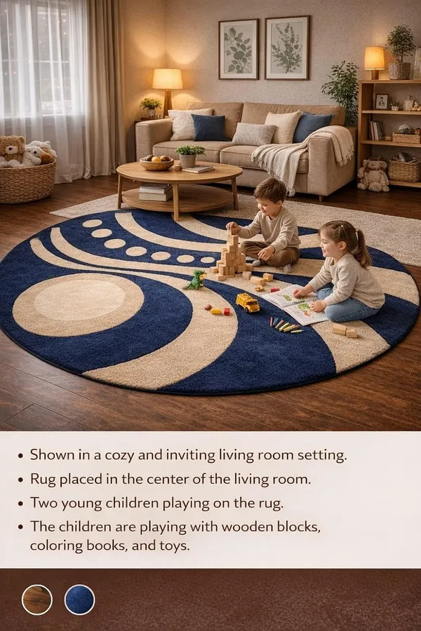 Premium_Shaggy_Round_Rug_Ultra_Soft_Bedroom_Living_Room_Hall_Modern_Carpet_For_Home_Decor_Color_Blue_Beige_3_D