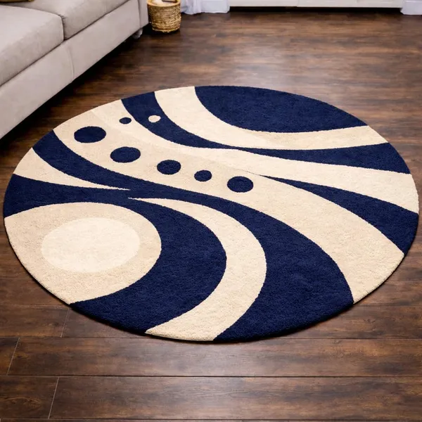 Premium_Shaggy_Round_Rug_Ultra_Soft_Bedroom_Living_Room_Hall_Modern_Carpet_For_Home_Decor_Color_Blue_Beige_3_D