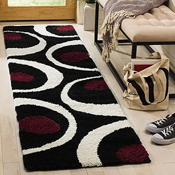 Premium_Shaggy_Rug_For_Home_Decor_Thick_Cozy_Floor_Carpet_Black_And_Maroon_Chand_3_D