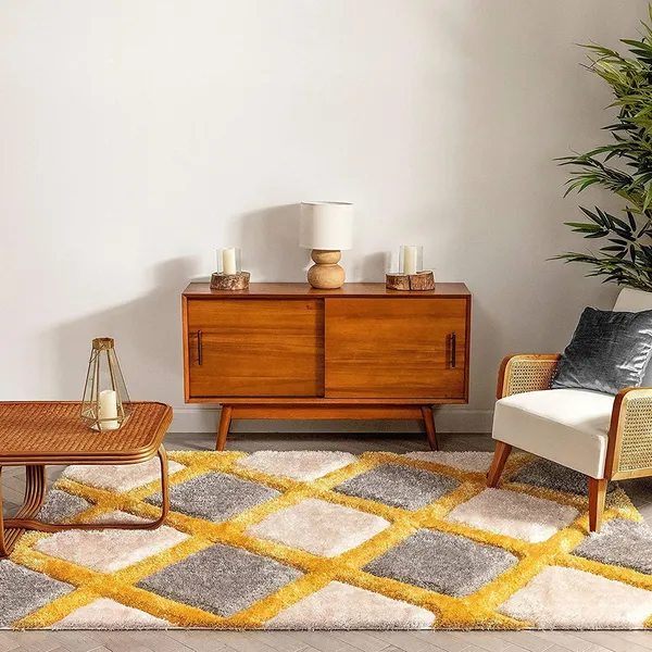 Premium_Shaggy_Rug_For_Home_Decor_Thick_Cozy_Floor_Carpet_Yellow_Line_3_D