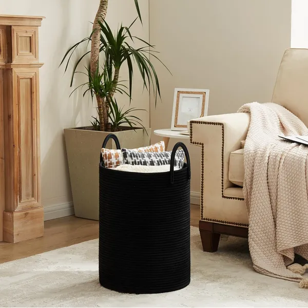 Large_Cotton_Storage_Basket_For_Living_Room_Bedroom_Nursery_Laundry_Toys_Clothes_Home_Organizer_Black