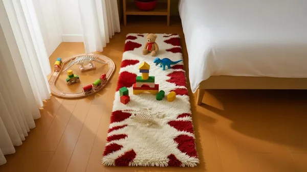 Shaggy_Runner_Carpet_Soft_Fluffy_Modern_Design_Rug_For_Hallway_Bedroom_Living_Room_Etc_Color_Red_Ivory