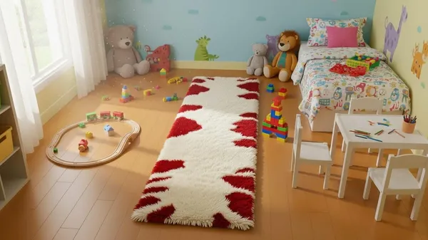 Shaggy_Runner_Carpet_Soft_Fluffy_Modern_Design_Rug_For_Hallway_Bedroom_Living_Room_Etc_Color_Red_Ivory