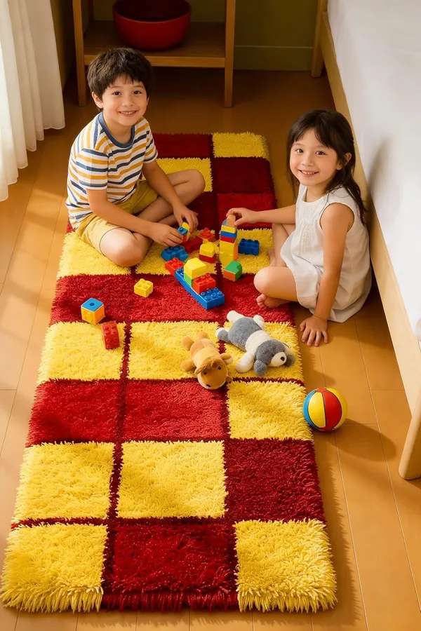Shaggy_Runner_Carpet_Soft_Fluffy_Modern_Design_Rug_For_Hallway_Bedroom_Living_Room_Etc_Color_Yellow_Red