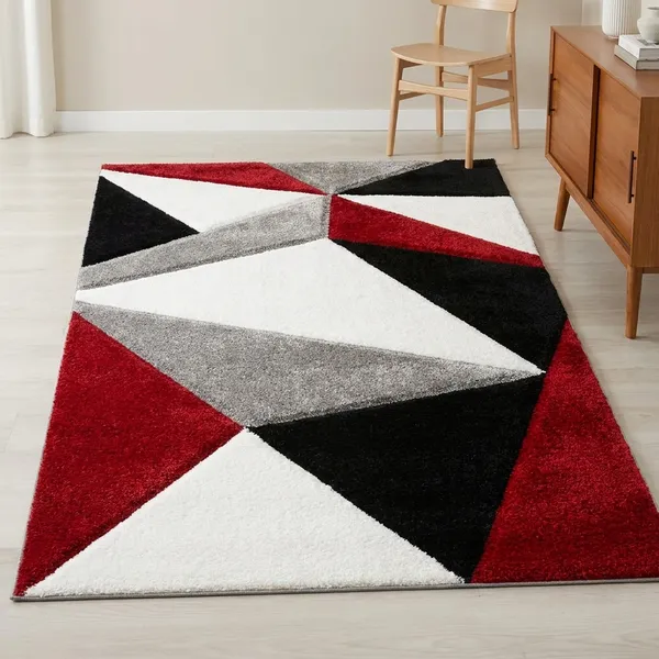 Arhamrug_3_D_Fluffy_Soft_Silky_Shaggy_Carpet_For_Hall_Room_Bedroom_Kids_Room_Guest_Room_Etc_Red_Black_Triangle