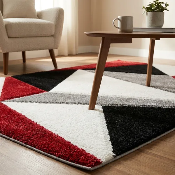 Arhamrug_3_D_Fluffy_Soft_Silky_Shaggy_Carpet_For_Hall_Room_Bedroom_Kids_Room_Guest_Room_Etc_Red_Black_Triangle