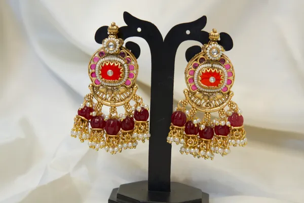 Gold-Toned_Copper_Alloy_Red_Pearl_Jhumka_Earrings_For_Women