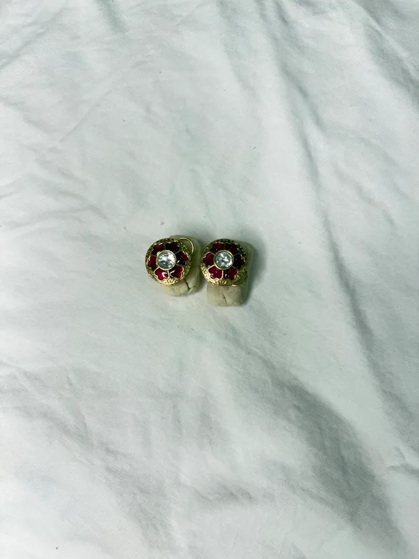 Gold-Toned_Ruby_Red_Crystal_Halo_Stud_Earrings_For_Women