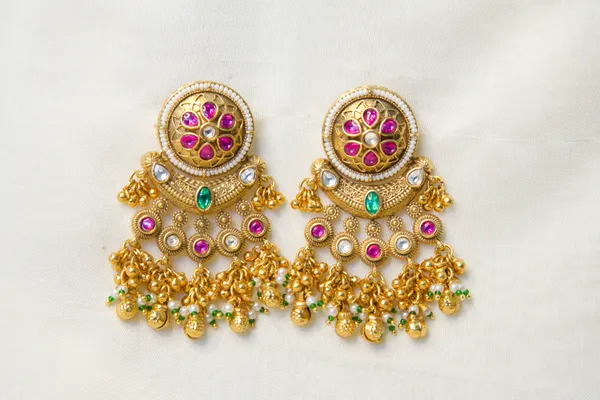 Gold_Toned_Pink_Green_Stone_Chandbali_Earrings_For_Women