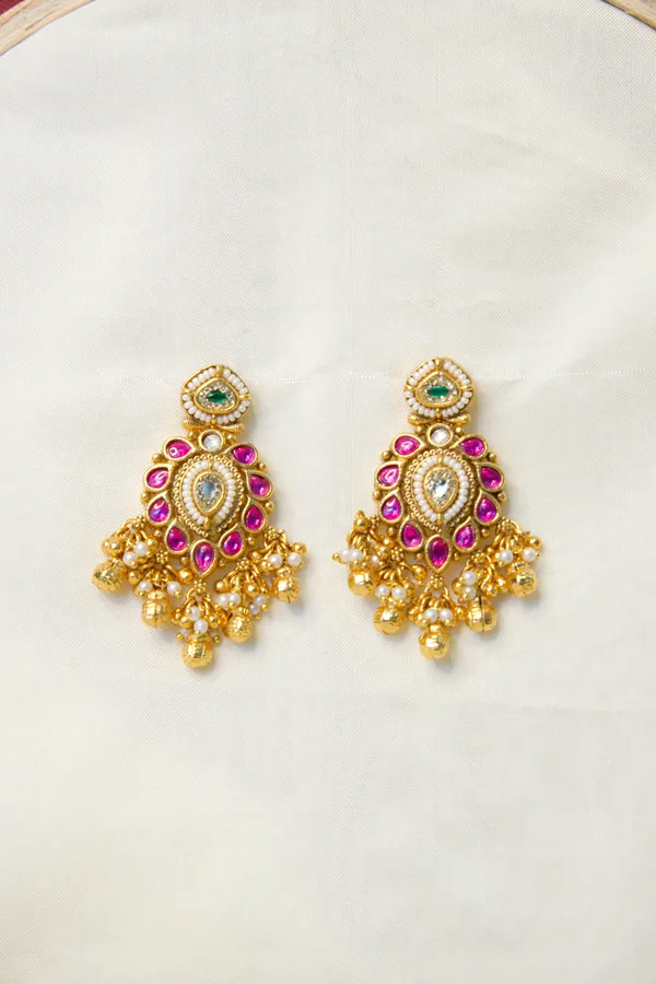 Gold-Toned_Pink_Stone_Pearl_Drop_Chandbali_Earrings_For_Women