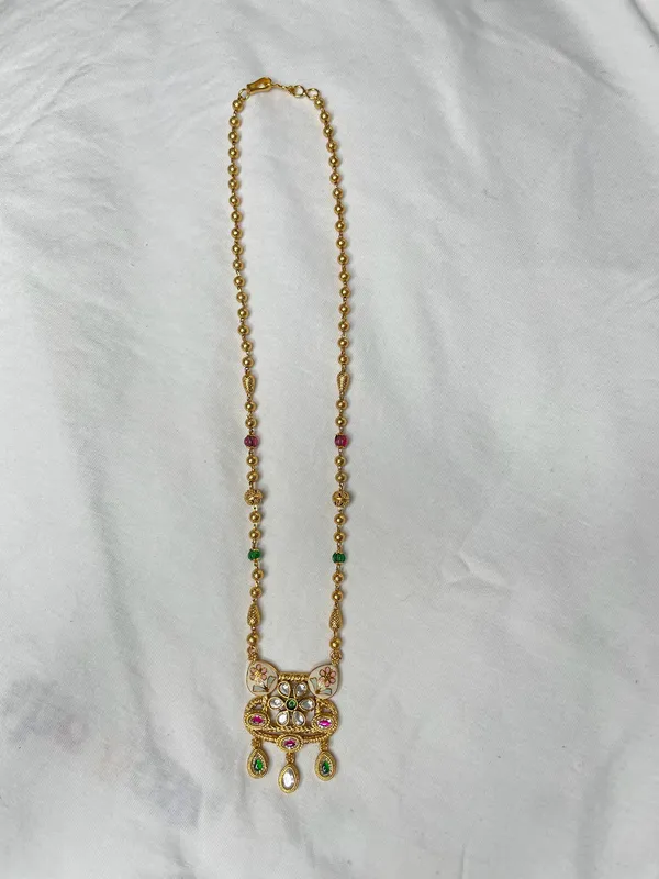 Antique_Gold-Toned_Red_Green_Gemstone_Necklace_Set_For_Women