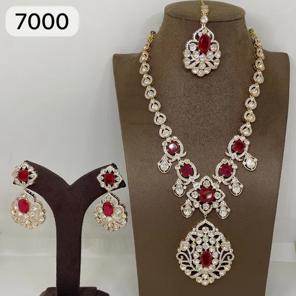Silver-Toned_Ruby_Red_Crystal_Bridal_Necklace_Set_With_Maang_Tikka_For_Women