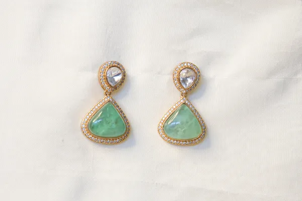 Gold-Toned_Copper_Alloy_Green_Stone_Drop_Earrings_For_Women
