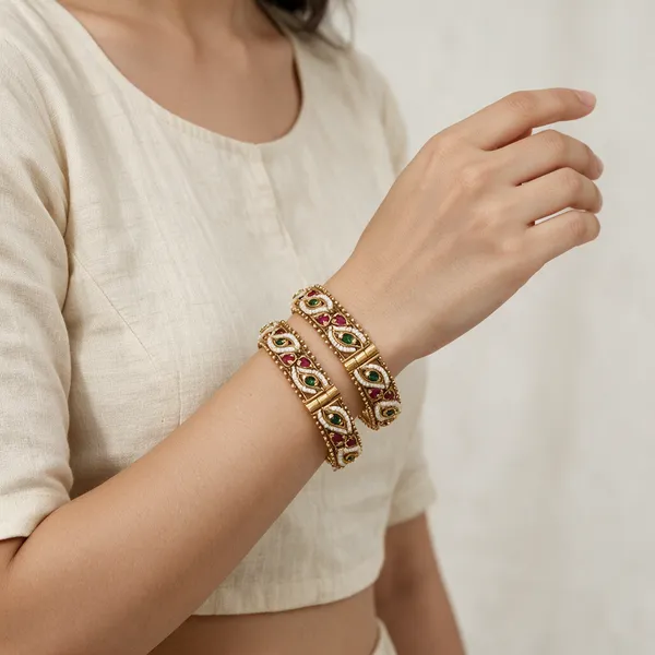 Gold-Toned_Alloy_Kundan_Multicolor_Gemstone_Bangle_Set_For_Women