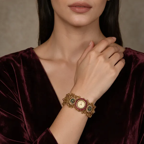 Multicolor_Alloy_Antique_Kundan_Bracelet_Watch_For_Women