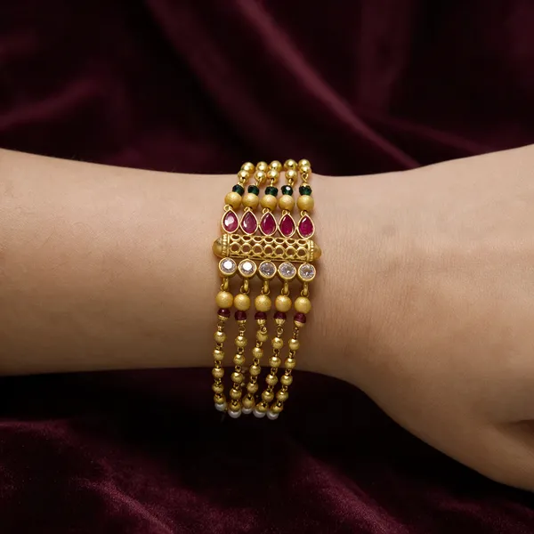 Multicolor_Alloy_Kundan_Ruby_Pearl_Multi-Strand_Bracelet_For_Women