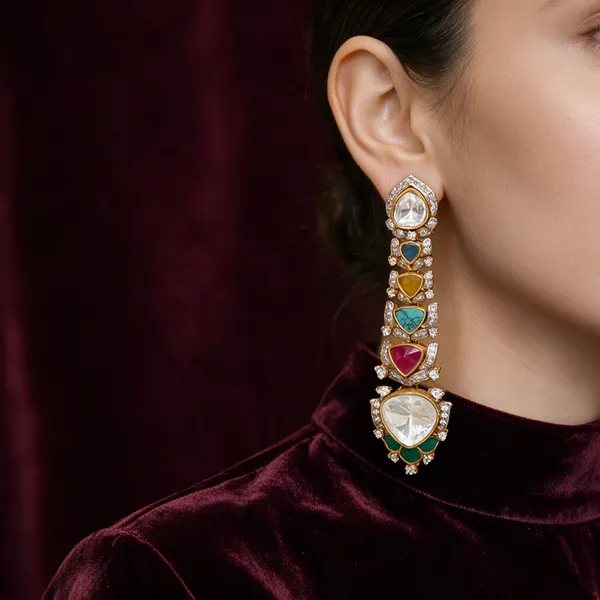 Gold-Toned_Multicolor_Kundan_Stone_Long_Dangling_Earrings_For_Women