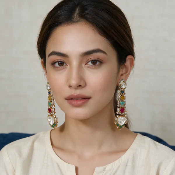 Gold-Toned_Multicolor_Kundan_Stone_Long_Dangling_Earrings_For_Women