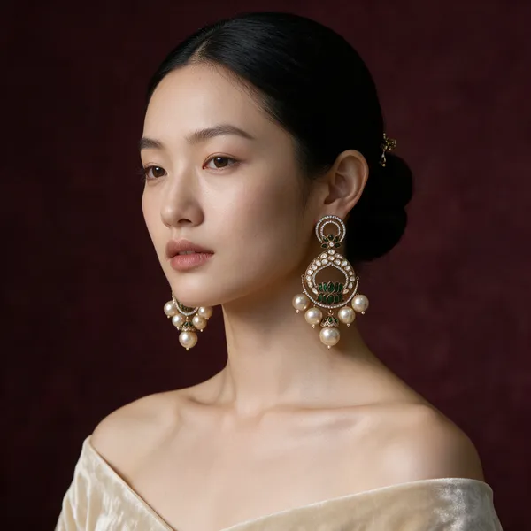 Gold-Toned_Emerald_Lotus_Kundan_Pearl_Drop_Earrings_For_Women
