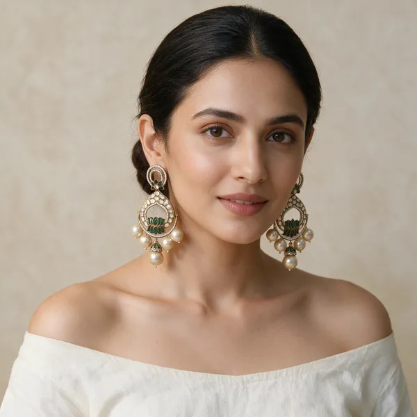 Gold-Toned_Emerald_Lotus_Kundan_Pearl_Drop_Earrings_For_Women