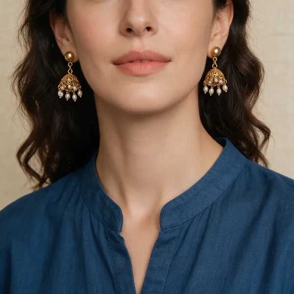 Gold-Toned_Pearl_Drop_Openwork_Bell_Jhumka_Earrings_For_Women
