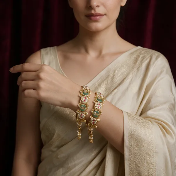 Gold-Toned_Green_Ruby_Kundan_Stone_Studded_Bangle_For_Women