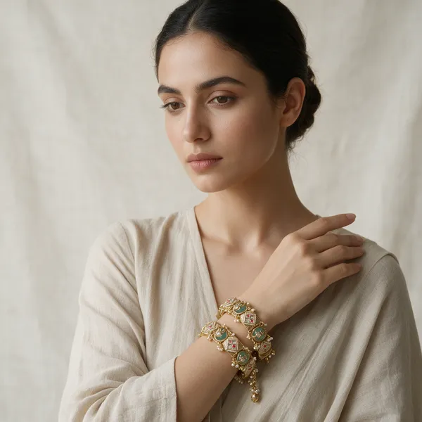 Gold-Toned_Green_Ruby_Kundan_Stone_Studded_Bangle_For_Women