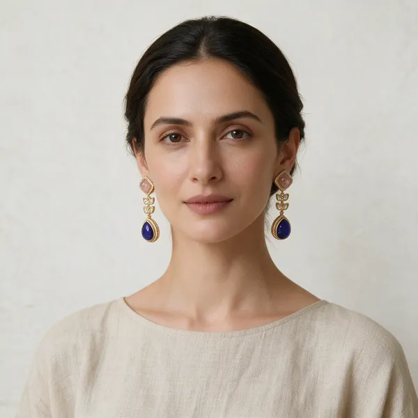 Gold-Toned_Copper_Alloy_Blue_Pink_Crystal_Drop_Earrings_For_Women