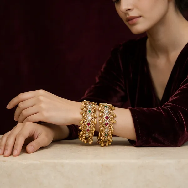 Multicolor_Gold_Toned_White_Kundan_Ruby_Red_Green_Polki_Bangles_For_Women