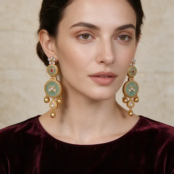Multicolor_Gold_Toned_Mint_Green_Kundan_Pearl_Drop_Earrings_For_Women