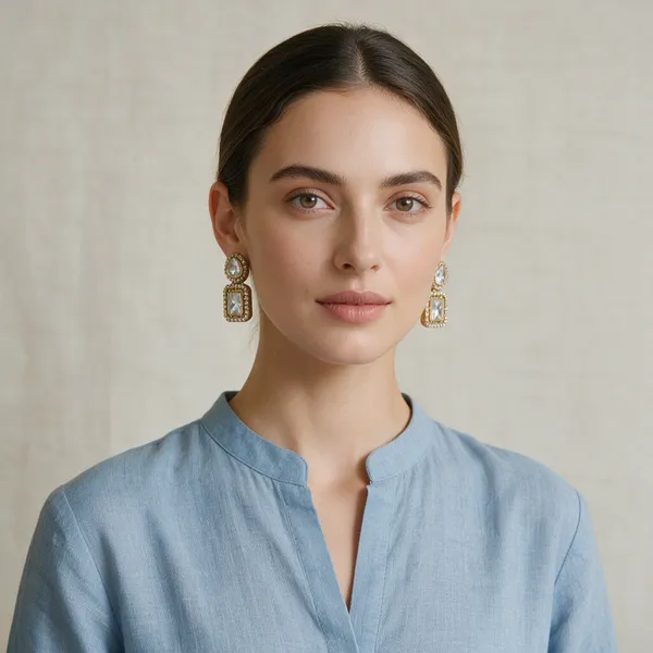 Gold-Toned_Two-Tier_Crystal_Drop_Earrings_For_Women