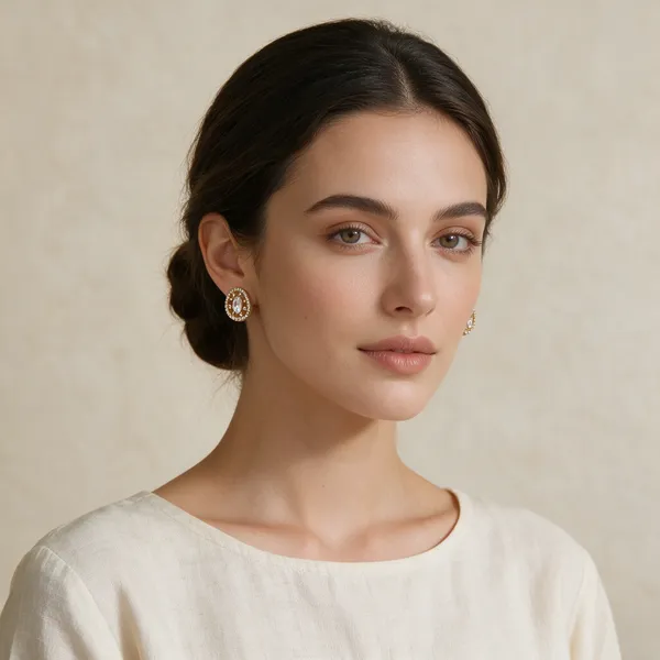 Gold-Toned_Copper_Alloy_Oval_Crystal_Stud_Earrings_For_Women