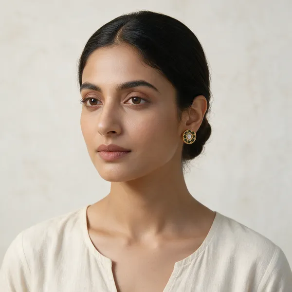 Gold-Toned_Copper_Alloy_Kundan_Green_Stone_Circle_Stud_Earrings_For_Women