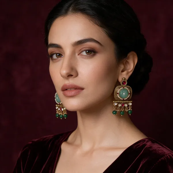 Gold-Toned_Copper_Alloy_Kundan_Turquoise_Ruby_Drop_Earrings_For_Women