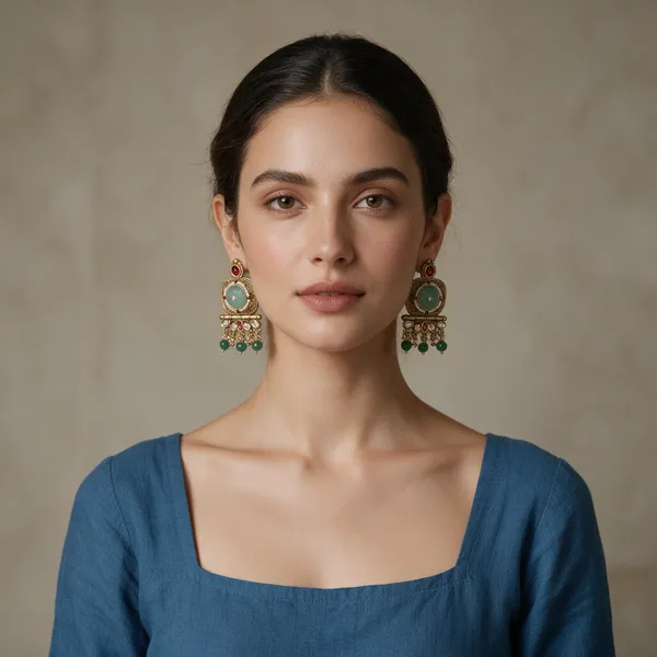 Gold-Toned_Copper_Alloy_Kundan_Turquoise_Ruby_Drop_Earrings_For_Women