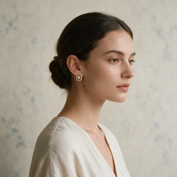 Cream_Gold-Toned_Crystal_Rectangular_Stud_Earrings_For_Women