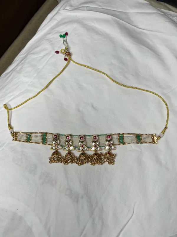 Multicolor_Antique_Gold_Kundan_Meenakari_Choker_Necklace_Set_For_Women