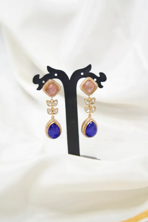 Gold-Toned_Copper_Alloy_Blue_Pink_Crystal_Drop_Earrings_For_Women
