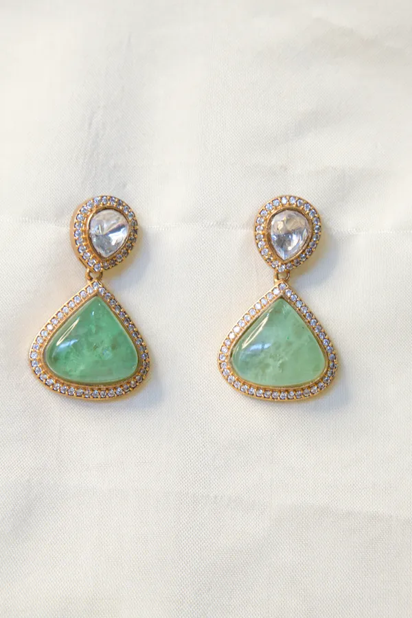 Gold-Toned_Copper_Alloy_Green_Stone_Drop_Earrings_For_Women