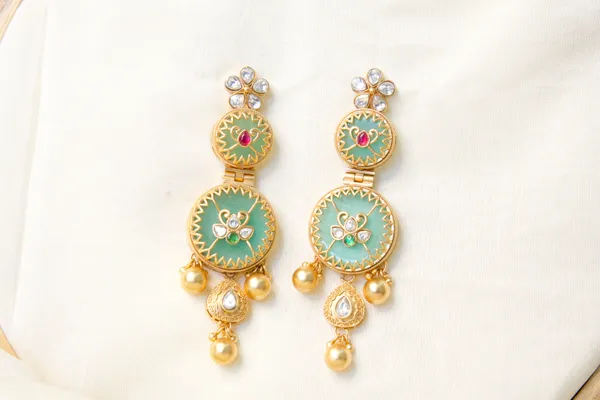 Multicolor_Gold_Toned_Mint_Green_Kundan_Pearl_Drop_Earrings_For_Women