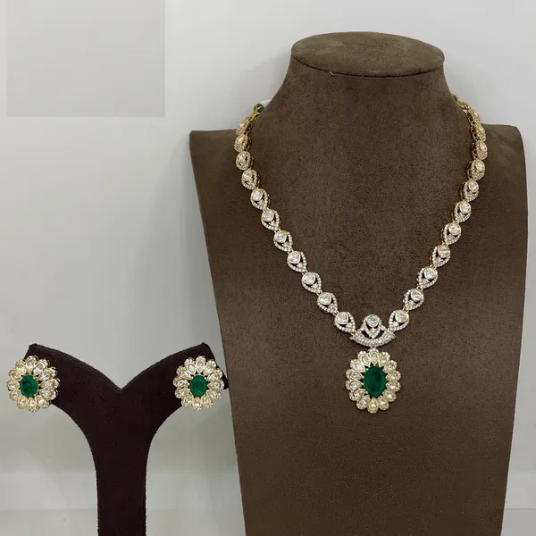 Green_Gold-Toned_Stone_Studded_Necklace_Earring_Set_For_Women