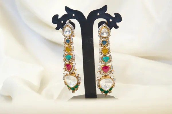 Gold-Toned_Multicolor_Kundan_Stone_Long_Dangling_Earrings_For_Women