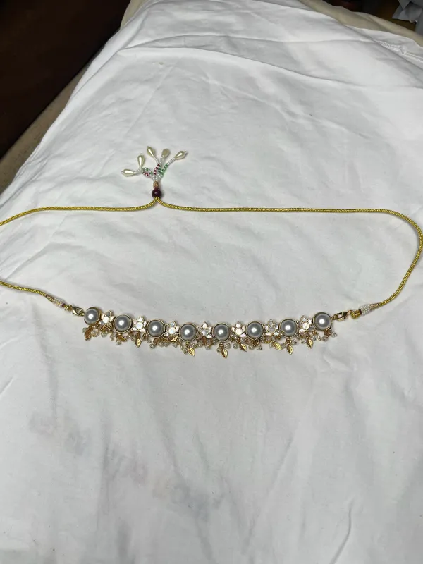 White_Pearl_Gold-Toned_Necklace_Set_With_Matching_Earrings_For_Women