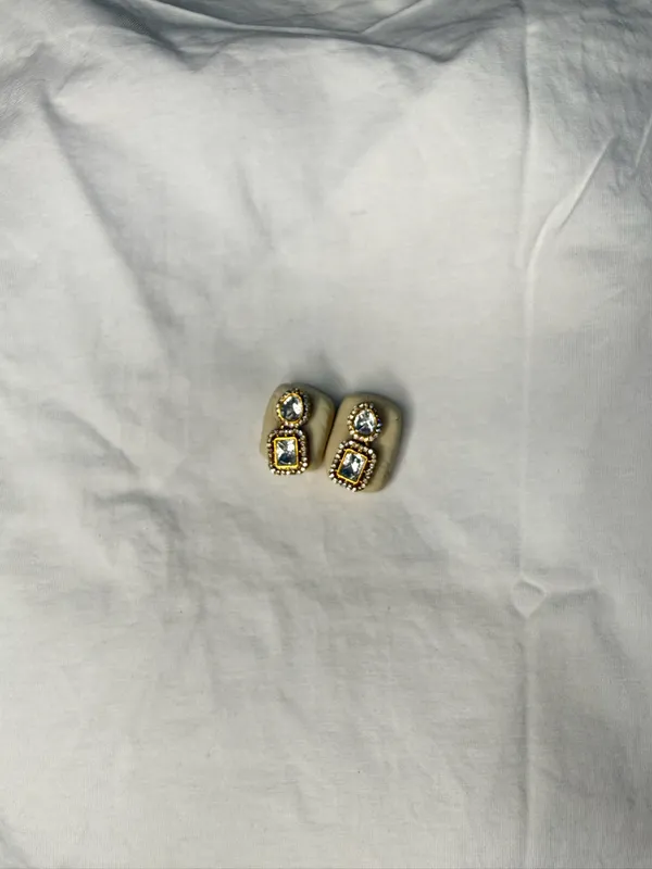 Gold-Toned_Copper_Alloy_Cream_Crystal_Stone_Rectangular_Stud_Earrings_For_Women