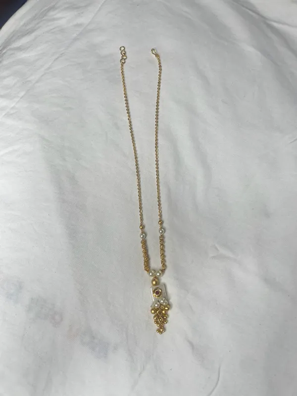 Antique_Gold_Pearl_&_Pink_Stone_Pendant_Necklace_Set_With_Earrings_For_Women
