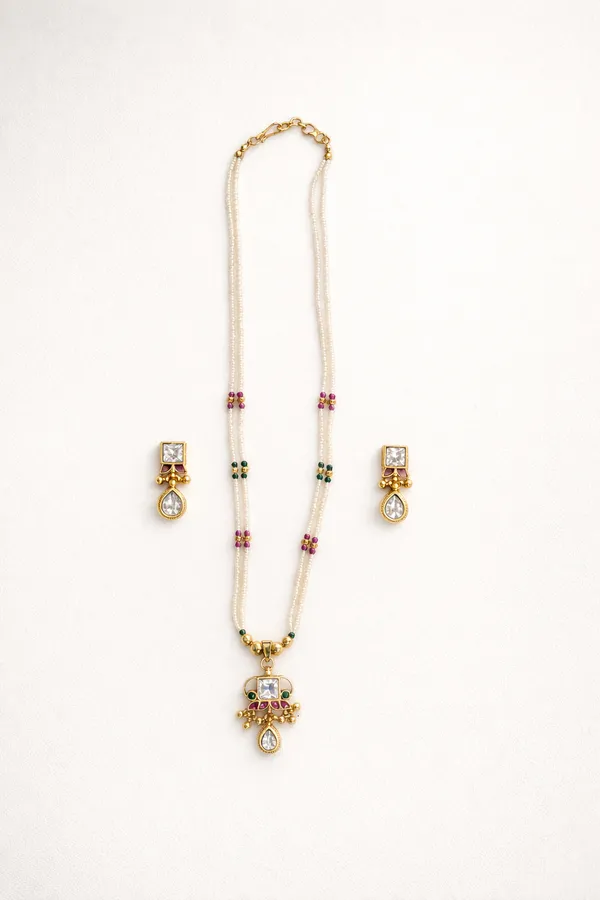 Multicolor_Antique_Gold_Kundan_Pearl_Beaded_Necklace_Set_For_Women