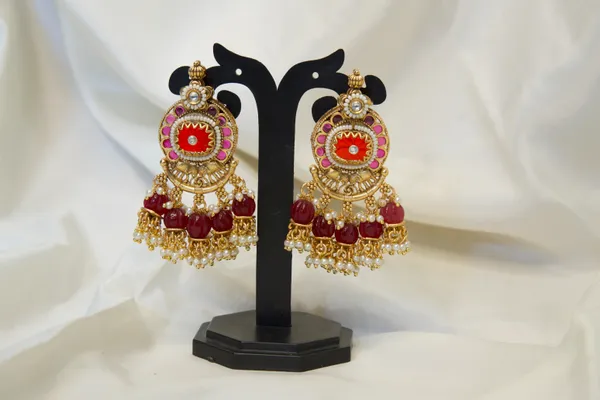 Gold-Toned_Copper_Alloy_Red_Pearl_Jhumka_Earrings_For_Women