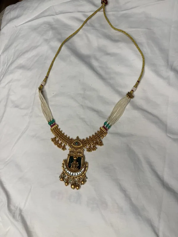 Multicolor_Alloy_Temple_Style_Beaded_Ethnic_Necklace_For_Women