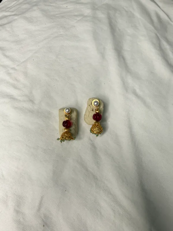 Gold-Toned_Ruby_Red_Bead_Filigree_Jhumka_Earrings_For_Women