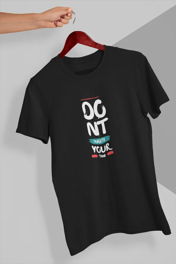 Don't_Waste_Your_Time_Motivational_Black_T-Shirt